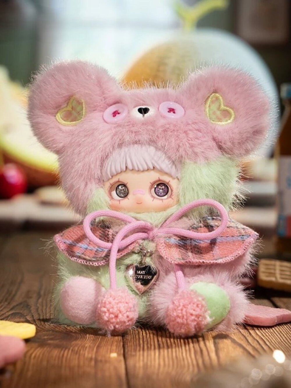 Maymei Tiny Bear Cookie Series Plush Keychain - Cantaloupe Cherry